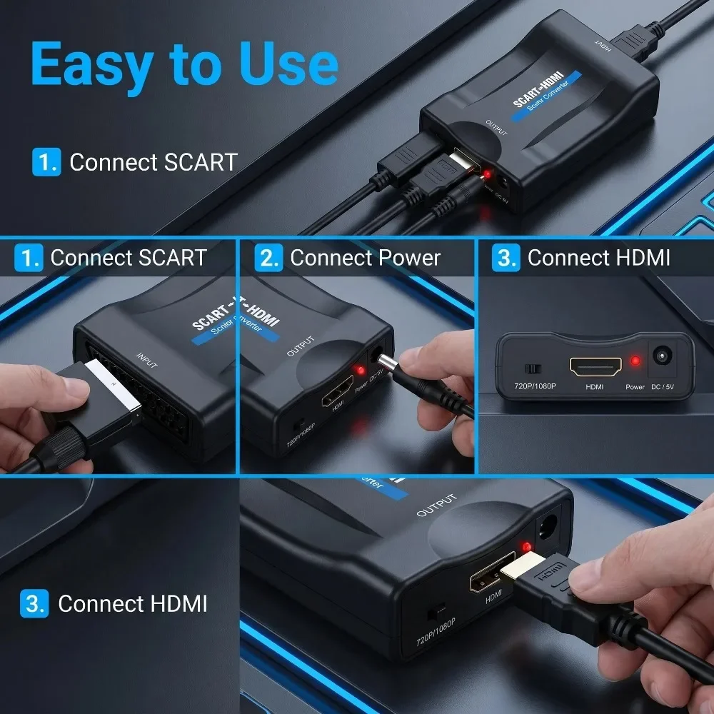 스카이 박스(STB)용 USB 케이블이 포함된 변환 어 - Scart To Hdmi 리뷰 및 가격